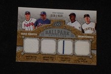 TEIXEIRA, JONES, HUNTER, BAY 2009 UD BALLPARK GAME USED QUAD JERSEY CARD