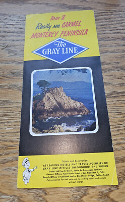 1950s Vintage Travel Brochure Carmel & Monterey Peninsula Gray Line Bus Tours