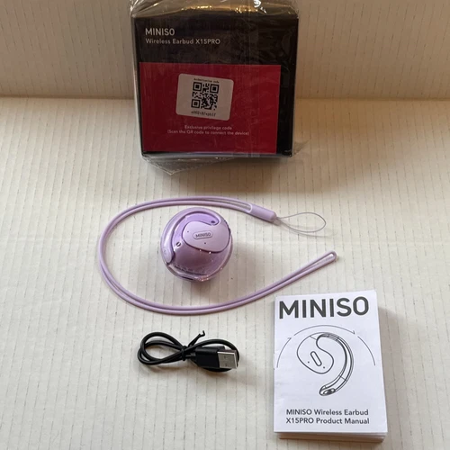 Miniso X15 Pro Over Ear Bluetooth 5.4 earbuds OWS Wireless Stereo Purple New
