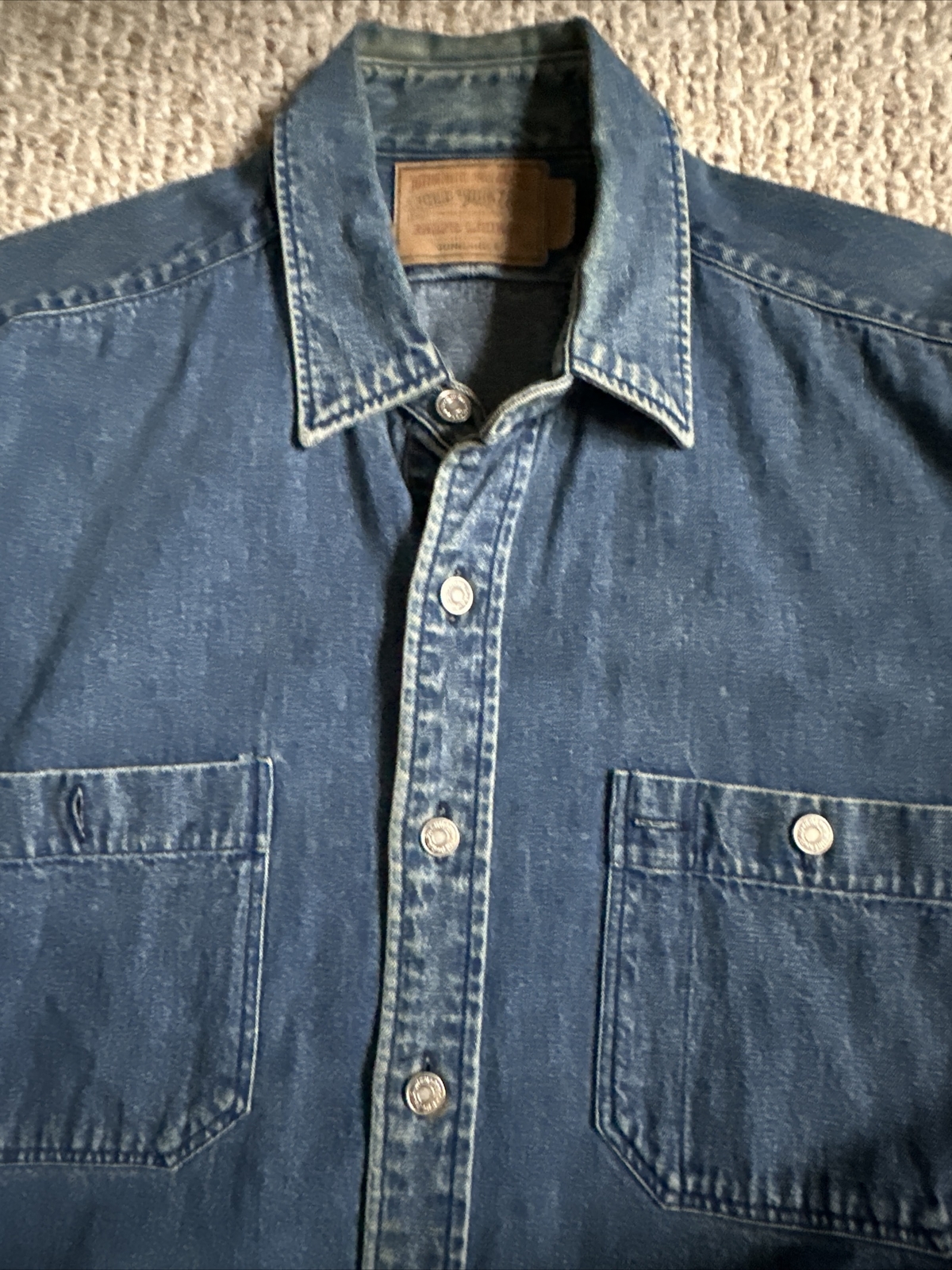 1992 Polo Ralph Lauren Sit Down Bear Denim Shirt Men XL Rare Stadium Snow Beach image 6