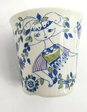 Vtg Lotte Turi-Design Cup Mug Figgjo Norway Flat Notch Hand Painted 