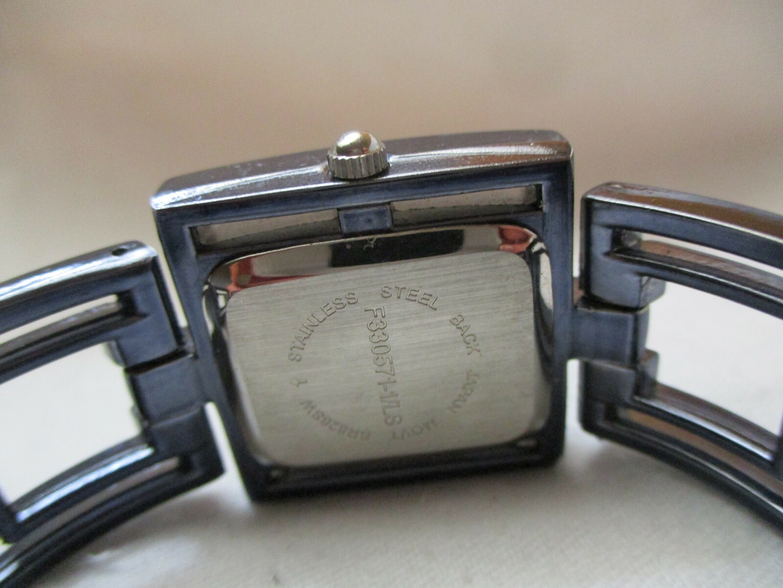 Wristwatch Rhinestones Rectangular White Face Bla… - image 5