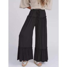 Full Size Frill Wide Leg Pants
