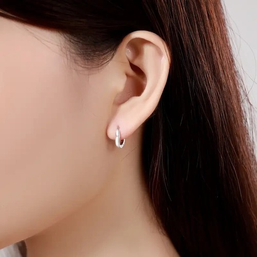 J.RODEM Heart Shape Design 925 Silver Hoop Earrings in Silver and Gold - Picture 9 of 12