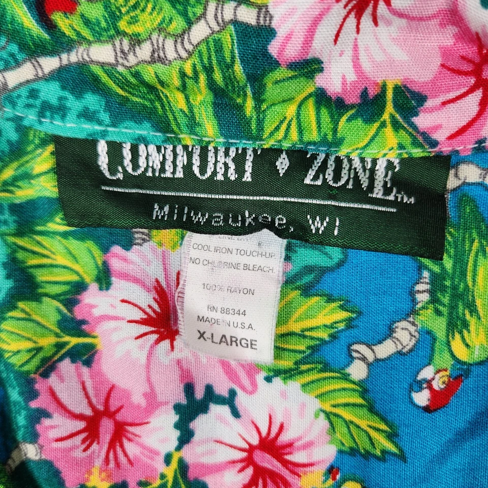 Camisa Hawaiana Jimmy Buffet's Margaritaville Para Hombre Extra Grande Azul Isla Rayón Foto 4 de 4