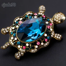 Vintage Turtle Brooches Crystal Rhinestone Brooch Pin Wedding Jewelry Gift Lapel