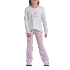 adidas 2Piece Long Sleeve Graphic Tee Printed Legging Set Girls Size 5 Athleti