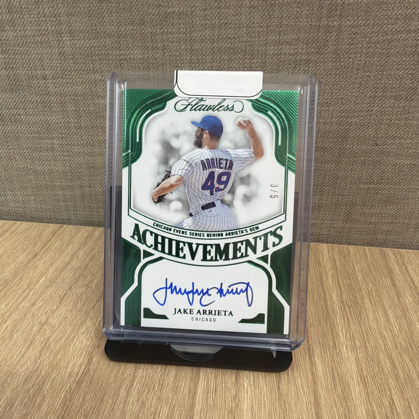 2025 Flawless Baseball Achievements Jake Arrieta Auto Green /5 Chicago Cubs MLB 