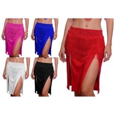 Women Dancewear Tassel Miniskirt Dancing Skirt Dance Rhinestone Performance