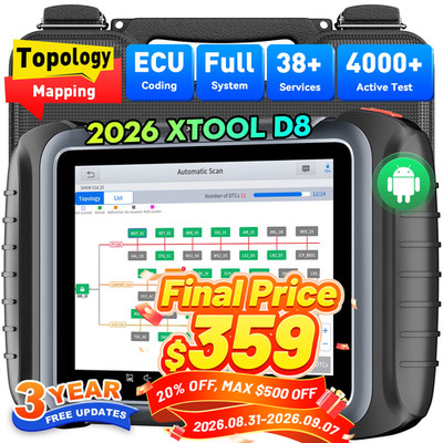 XTOOL D8 All System Diagnostic OBD2 Scanner 38+ Service Topology Map Key Program