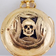 MUSEUM RARE c.1790 Darmezin Paris Memento Mori Skull Ouroboros Verge Fusee Watch