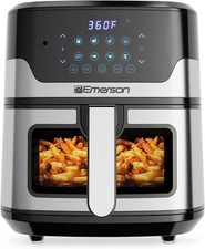 Emerson SmartVoice Air Fryer 5.3QT 1500W Black/Silver Voice Control w/ Basket