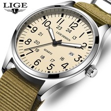 LIGE Men Sports Watch Luminous 3ATM Waterproof Nylon Band Quartz Boys Wristwatch