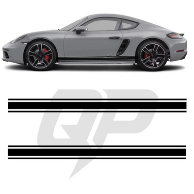 Compatible With Porsche 718 Cayman Triple Side Stripe Decals - 3-Stripe Rocker P