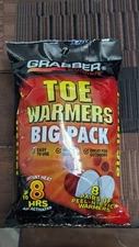 Grabber Toe Warmers 8 Pairs Big Pack Adhesive Long-Lasting Heat for Cold Feet