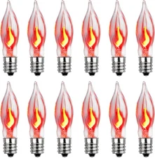 Christmas Flicker Flame Light Bulbs, 12 Pack C7 Crystal Clear Flickering Light B