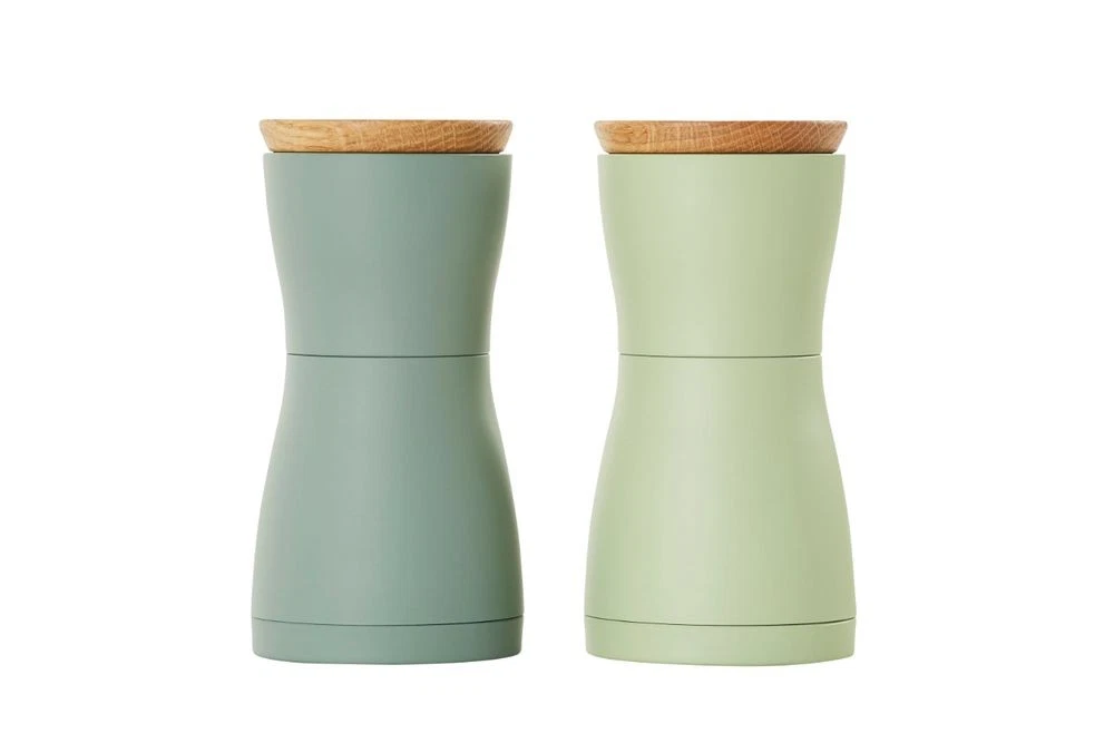 AdHoc Twin Pepper and Salt Mill Set (Dark/Light Green) - 13.3cm