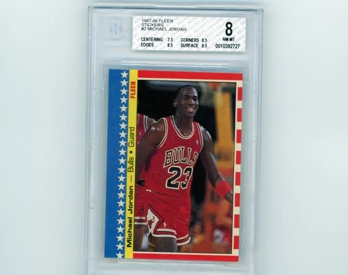 1987-88 Fleer Stickers #2 Michael Jordan BGS 8 NM-MT Bulls HOF