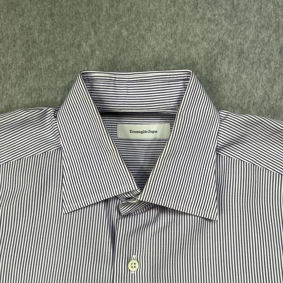 Ermenegildo Zegna Dress Shirt Mens 41 - 16 Stripe Long Sleeve Designer - Image 2 of 4
