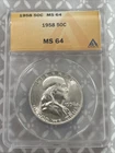 1958 MS 64 Frankiln 1/2 dollar