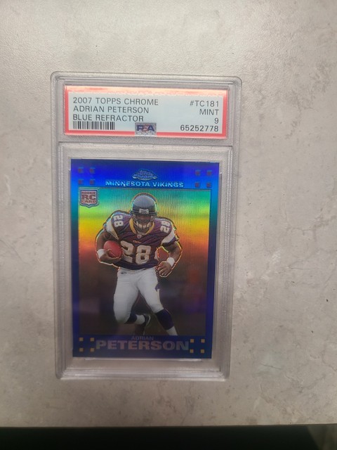 2007 Topps Chrome Adrian Peterson Blue Refractor RC #TC181 PSA 9