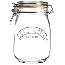 Kilner Clip Top Jar Round 1L Glass for Preserving Pickling Food Storage Pantry