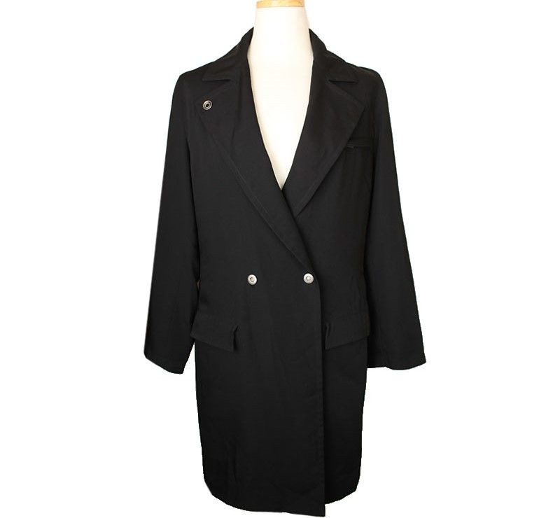 MaxMara Marella Black Double Button Poly Coat 55 … - image 1