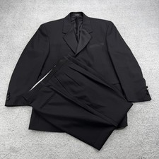 Gianfranco Ruffini Tuxedo Mens 44R 35x30 Black Worsted Wool Formal Wedding Suit