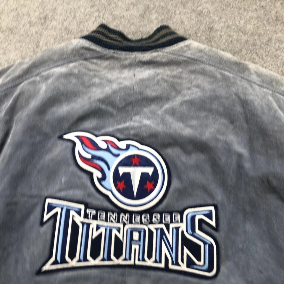 Tennessee Titans Jacket Mens XL Gray Blue NFL Football Leather Suede Bomber - Image 3 of 4