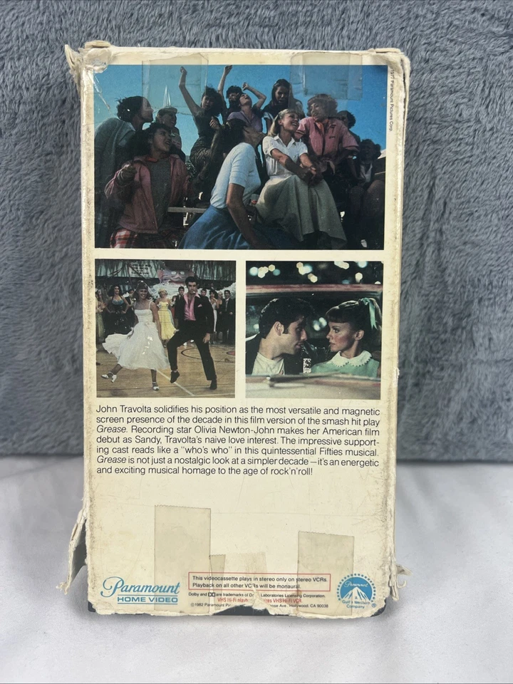 GREASE VHS (1982) 1st Release Gatefold Sleeve Yellow Cover Foto 3 de 4