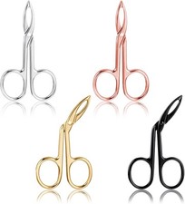WLLHYF 4 Pieces Eyebrow Tweezers Scissor Handle Silver/Black/Gold/Rosegold