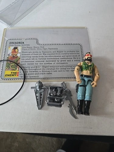 GI Joe ARAH 1985 Drednok Ripper v1 100% Complete, Great Condition, w/file card