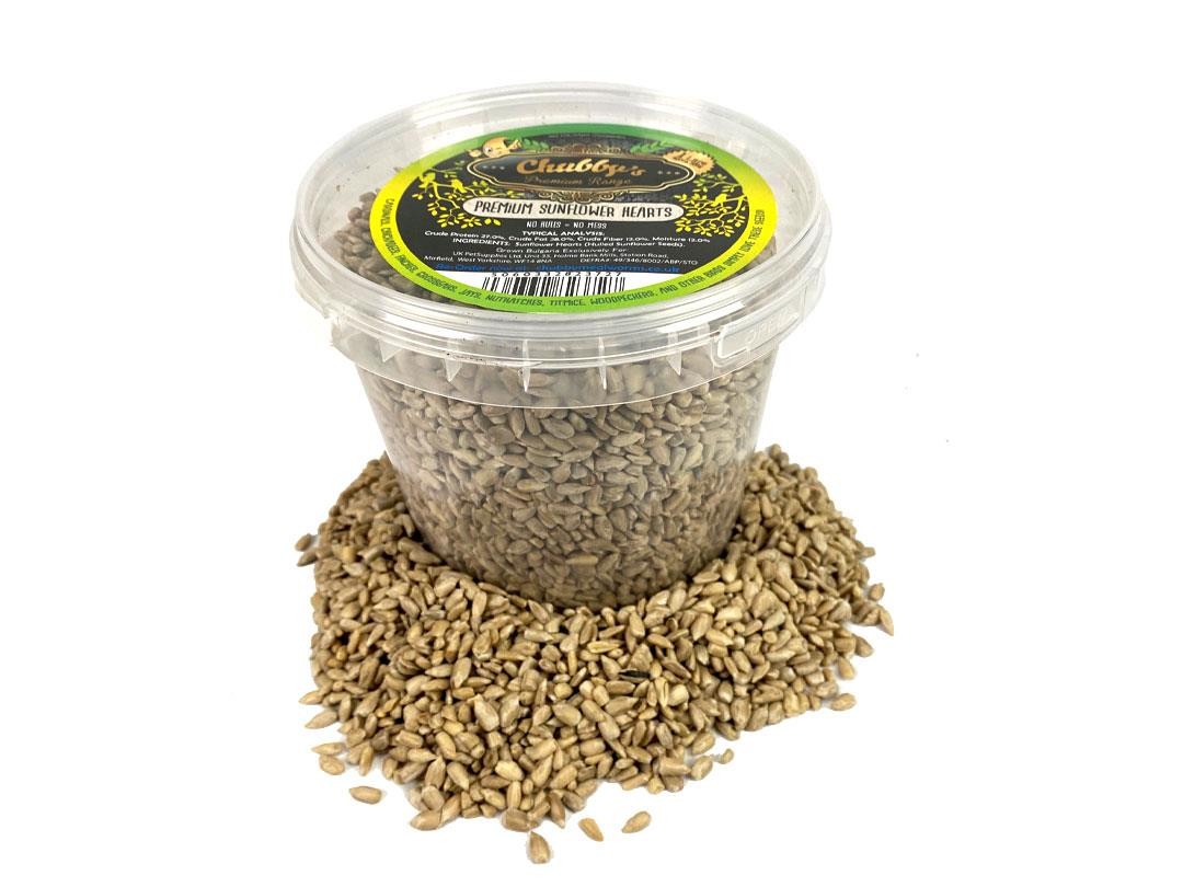 1 Litre Chubby Sunflower Hearts Bakery Grade Seed Kernels No Mess Wild Bird Food