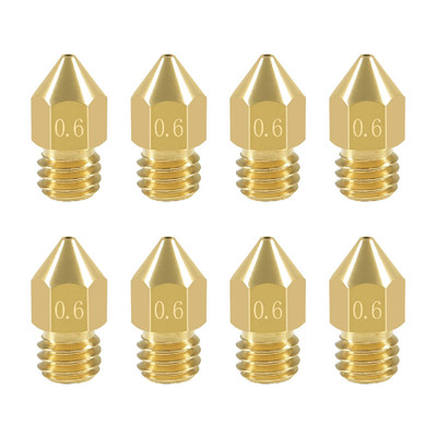 Aokin 8 Pcs 0.6Mm Mk8 Extruder Nozzles 3D Printer Nozzles For Creality Ender