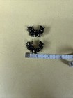 Vintage Gold Tone Black Peacock Beaded Cluster Pierced Earrings Big Half Hoop — photo 4