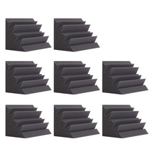 8 Pack - Bass Traps Acoustic Foam 8" x x 12"-8 No Adhesive , Black