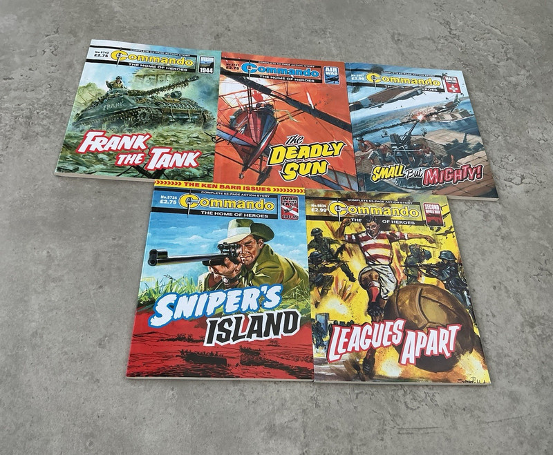 Commando War Comic Book Lot of 5 Issues Frank the Tank Deadly Sun DC Thomson