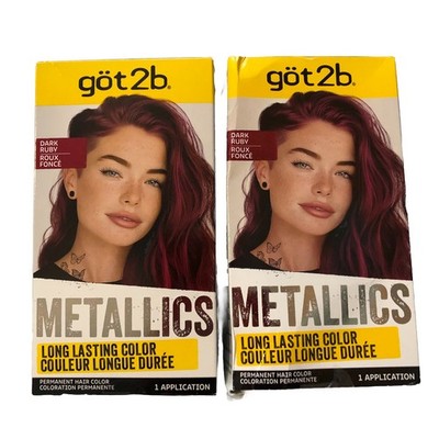 2 Pack Got2b Metallics Long Lasting Permanent Hair Color Dark Ruby
