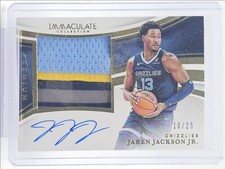 JAREN JACKSON JR. 2024-25 IMMACULATE PREMIUM GAME USED PATCH AUTO /25 Q1300