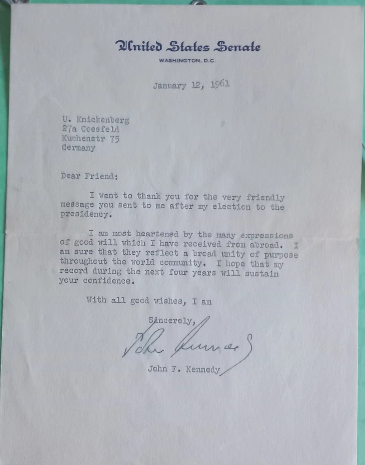 Original (?) Unterschrift / Brief John F. Kennedy. - Bild 2 von 4
