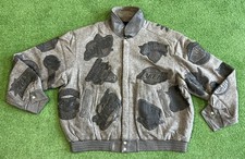 Vintage NBA Team Logo Patch Varsity Jacket Jeff Hamilton Size 6XL Gray Authentic