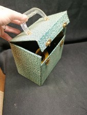 Vintage RECORD CASE for 7" 45 RPM SINGLES green flap-top 1960s box vinyl storage