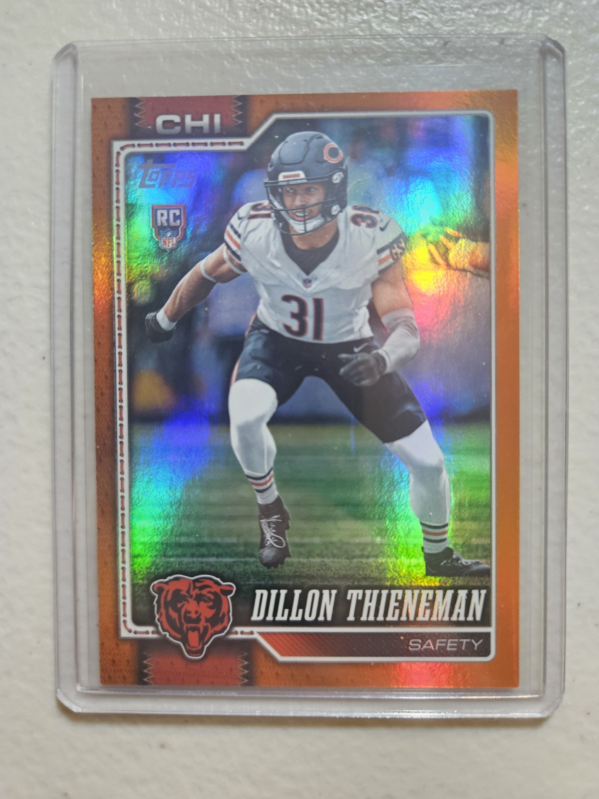 2026 Topps Football Dillon Thieneman Orange Foil 25/25 Color Match Bears