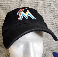 MLB 47 Brand Miami Florida Marlins Logo Baseball Adjustable Cap Hat Black