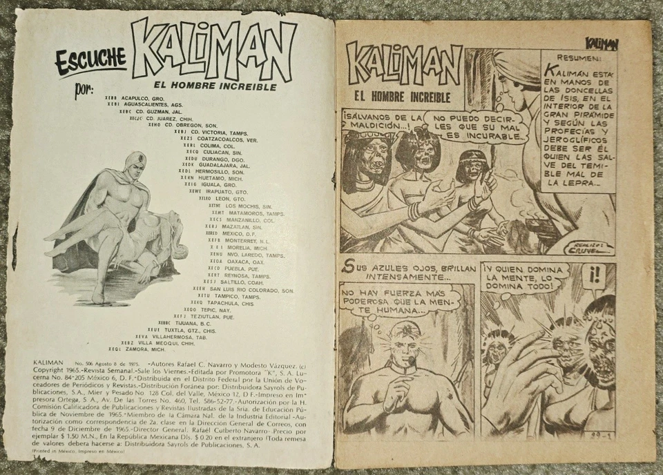 1 Rare VHTF Kaliman 506 MX 1975 Hombre Increíble Mexico Vintage Sexy Diamante - Image 4 of 4