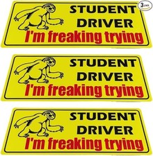 3PCS Funny "I'm Freaking Trying" Student Driver Magnet for Car, Reflective New D