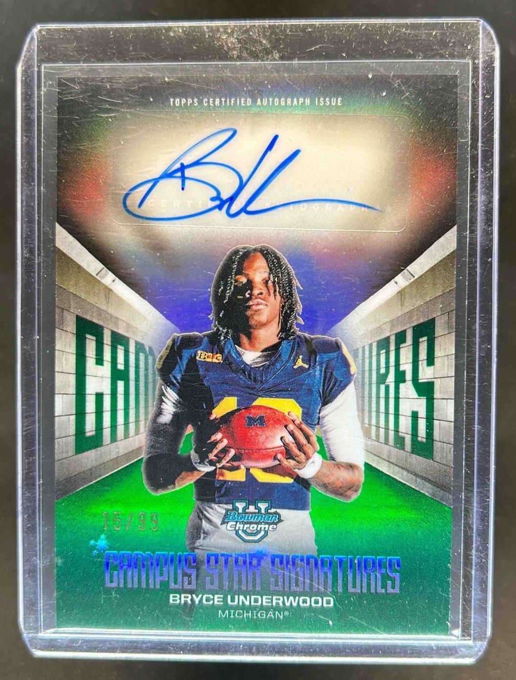 2025 Bowman Chrome U Bryce Underwood Campus Star Green Refractor Auto #15/99