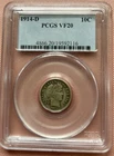 1914-D Barber Silver Dime PCGS - VF20 Details nice strike