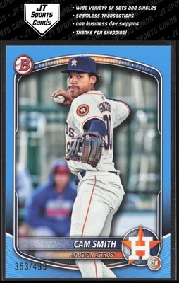 2025 Bowman Cam Smith BP-48 Sky Blue Paper /499 Houston Astros