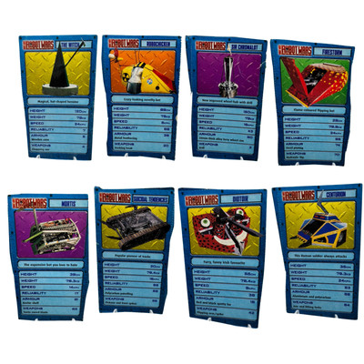 Robot Wars Magazin Sammelkarten bespielt handgeschnitten